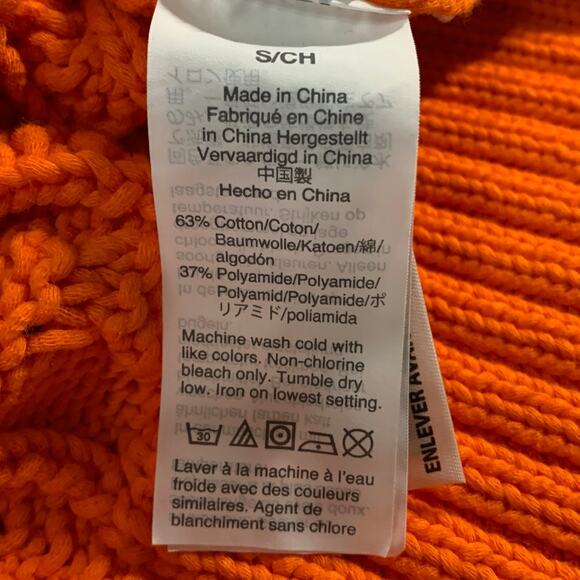 J Crew S Womens Orange Diagonal Cable Knit Crewneck Sweater Fall - Picture 8 of 10